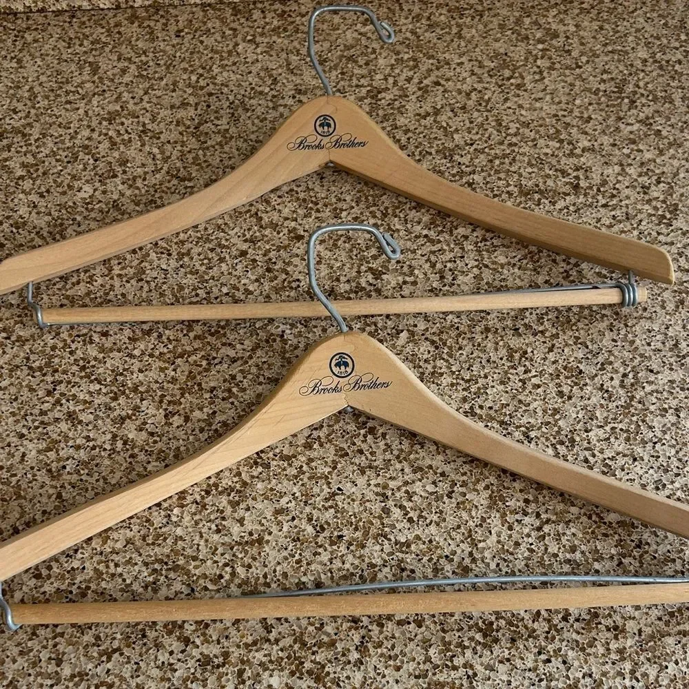 Brooks Brothers Light Tan Tongue and Groove Wooden Hangers